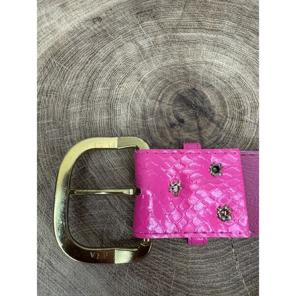 Hot Pink Faux Snake Skin Belt with Gold Buckle - Size XS/S - Picture 5 of 9